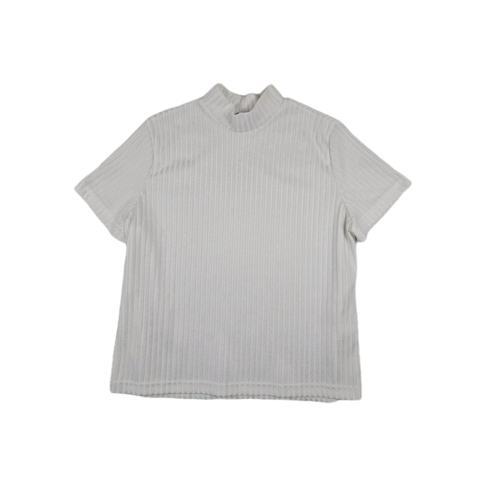 Joanna Vintage White Ribbed Sweater Women's Size XL Made In USA‎